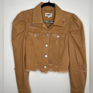 Tan Cropped Jean Jacket
